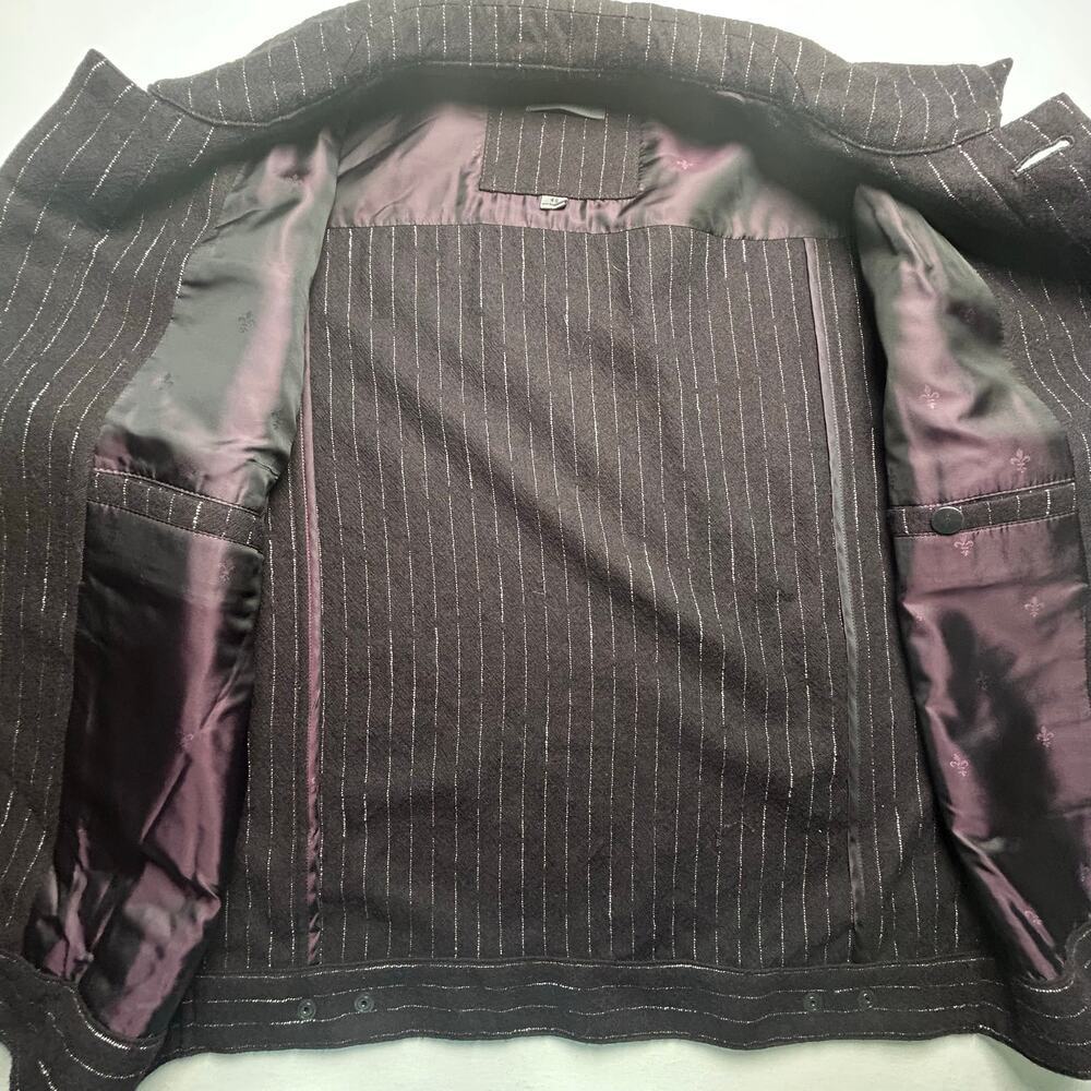 John Varvatos dark plum white striped dress trucker jacket size EU 48 (*US M) - Picture 11 of 14